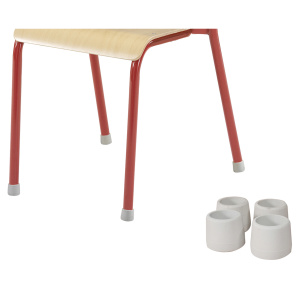 Lot de 120 embouts antibruit pour chaise 4 pieds D25 mm - Blanc