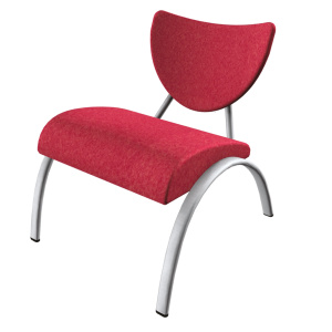 Chauffeuse AINHOA assise/dossier tissu enduit pièt. époxy - L60xP68xH73 cm - Rouge/Gris RAL 9006
