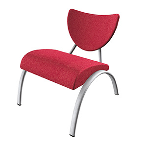 Chauffeuse AINHOA assise/dossier tissu enduit pièt. époxy - L60xP68xH73 cm - Rouge/Gris RAL 9006