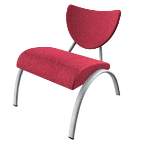 Chauffeuse AINHOA assise/dossier tissu enduit pièt. époxy - L60xP68xH73 cm - Rouge/Gris RAL 9006