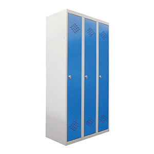 Vestiaire industrie propre 3 colonnes époxy - L90xP50xH180 cm - Gris RAL 7035/bleu