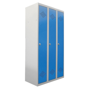 Vestiaire industrie propre 3 colonnes ?poxy - L90xP50xH180 cm - Gris RAL 7035/bleu