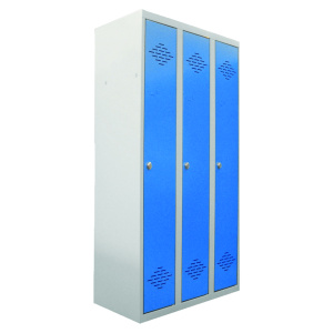 Vestiaire industrie propre 3 colonnes époxy - L90xP50xH180 cm - Gris RAL 7035/bleu