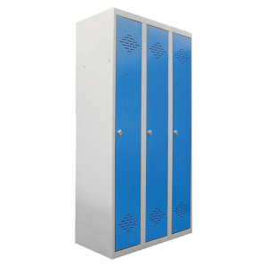 Vestiaire industrie propre 3 colonnes époxy - L90xP50xH180 cm - Gris RAL 7035/bleu