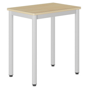 Table CARÉLIE plateau ép.21 mm stratifié chant bois piètement époxy - 70x50 cm - T6 - Hêtre miel/gris alu RAL 9006