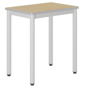 Table CARÉLIE plateau ép.21 mm stratifié chant polyuréthane piètement époxy - 70x50 cm - T6 - Hêtre miel/gris alu RAL 9006