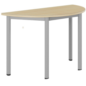 Table CARÉLIE mobile plateau ép.24 mm stratifié chant bois piètement époxy - demi lune D120 cm - T6