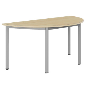 Table CARÉLIE mobile plateau ép.24 mm stratifié chant bois piètement époxy - demi-lune D160 cm - T6