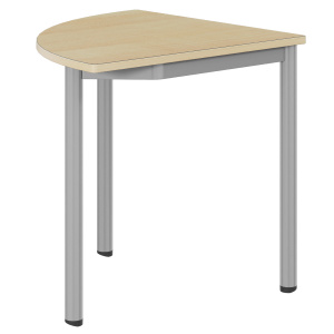 Table CARÉLIE mobile plateau ép.24 mm stratifié chant bois piètement époxy - 1/4 R80 cm - T6