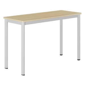 Table CARÉLIE mobile plateau ép.21 mm stratifié chant bois piètement époxy - 130x50 cm - T7