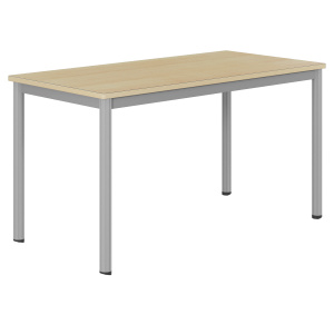 Table CARÉLIE mobile plateau ép.24 mm stratifié chant bois piètement époxy - 140x70 cm - T6
