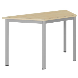Table CARÉLIE mobile plateau ép.24 mm stratifié chant bois piètement époxy - 140x70x70 cm - T6