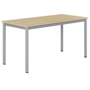 Table CARÉLIE mobile plateau ép.24 mm stratifié chant bois piètement époxy - 150x70 cm - T6
