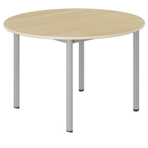 Table CARÉLIE mobile plateau ép.24 mm stratifié chant bois piètement époxy - D120 cm - T6