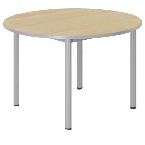 Table CARÉLIE mobile plateau ép.24 mm stratifié chant polyuréthane piètement époxy - D120 cm - T6