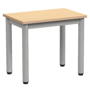Table CARÉLIE plateau ép.21 mm stratifié chant bois piètement époxy - 60x40 cm - T2 - Hêtre miel/Gris alu 9006