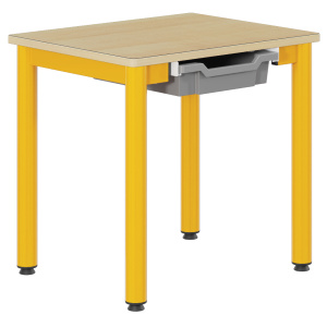Table CARÉLIE tiroir plateau ép.21 mm stratifié chant bois piètement époxy - 60x50 cm - T3
