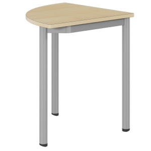 Table CARÉLIE mobile plateau ép.24 mm stratifié chant bois piètement époxy - 1/4 R70 cm - T6