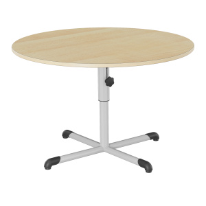 Table BANDANA HR plateau antibruit stratifié chant bois piètement central époxy - D120 cm - T4 à T6