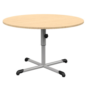Table BANDANA HR plateau antibruit stratifié chant ABS ép.2 mm piètement central époxy - D120 cm - T4 à T6