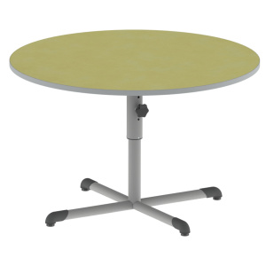 Table BANDANA HR plateau antibruit SOFTOP® chant ABS gris piètement central époxy - D120 cm - T4 à T6