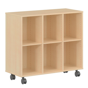 Meuble PICCOLO mobile 6 cases m?lamin? - L104,5xP45xH95 cm - H?tre miel