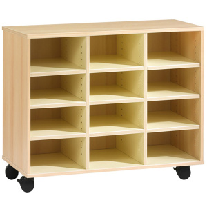 Meuble PICCOLO mobile 12 cases mélaminé - L104,5xP45xH95 cm - Hêtre miel