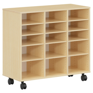 Meuble PICCOLO mobile 15 cases mélaminé - L104,5xP45xH95 cm - Hêtre miel