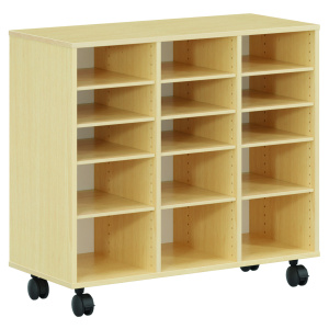 Meuble PICCOLO mobile 15 cases mélaminé - L104,5xP45xH95 cm - Hêtre miel