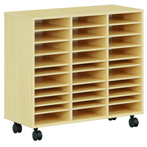 Meuble PICCOLO mobile 30 cases mélaminé - L104,5xP45xH95 cm - Hêtre miel