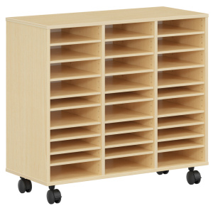 Meuble PICCOLO mobile 30 cases mélaminé - L104,5xP45xH95 cm - Hêtre miel