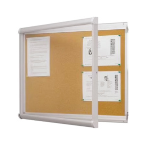 Vitrine d'intérieur LEADER portes battantes surface liège x12 A4 - L92xP5,2xH98 cm