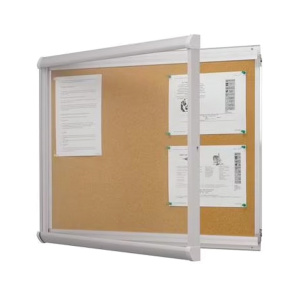 Vitrine d'intérieur LEADER portes battantes surface liège x12 A4 - L92xP5,2xH98 cm