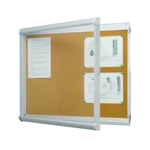 Vitrine d'intérieur LEADER portes battantes surface liège x12 A4 - L92xP5,2xH98 cm