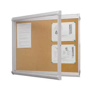 Vitrine d'intérieur LEADER portes battantes surface liège x12 A4 - L92xP5,2xH98 cm