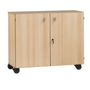 Meuble bas PICCOLO mobile 2 portes mélaminé - L120xP45xH89 cm - Hêtre miel