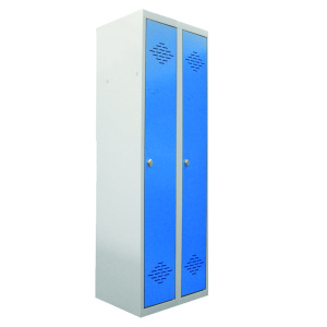 Vestiaire industrie propre 2 colonnes époxy - L60xP50xH180 cm - Gris RAL 7035/bleu