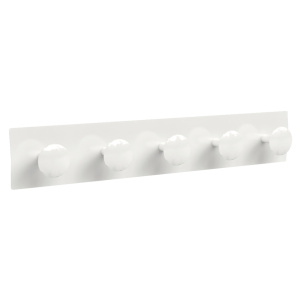 Portemanteau 5 patères époxy - L65xP8xH11,5 cm - Blanc