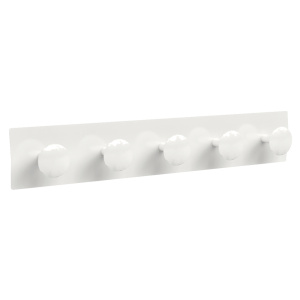 Portemanteau 5 patères époxy - L65xP8xH11,5 cm - Blanc