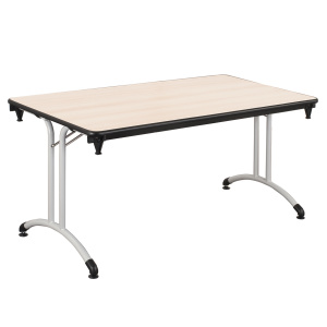 Table pliante PLUME plateau allégé ép.20 mm stratifié chant antichoc noir piètement époxy - 140x70 cm - T6