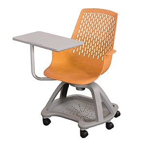 Siège mobile E-MOVE coque tablette pivotante et piètement polypropylène - T6 - Orange/gris