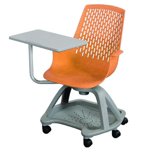 Siège mobile E-MOVE coque tablette pivotante et piètement polypropylène - T6 - Orange/gris