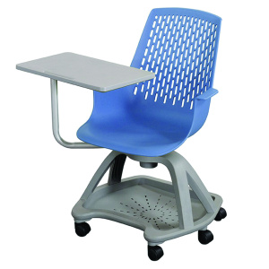 Siège mobile E-MOVE coque tablette pivotante et piètement polypropylène - T6 - Bleu/gris