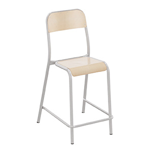 Chaise réhaussée TRÉVISE assise et dossier bois Blueprotech® piètement époxy - H60 cm - Gris alu RAL 9006