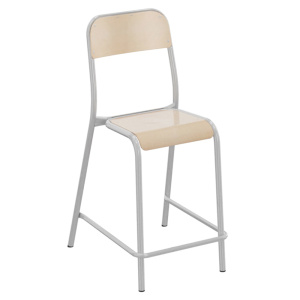 Chaise réhaussée TRÉVISE assise et dossier bois Blueprotech® piètement époxy - H60 cm - Gris alu RAL 9006