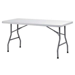 Table KATE plateau polyéthylène piètement époxy - 152x76 cm - T6 - Blanc/gris