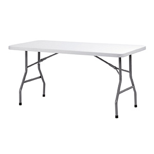 Table KATE plateau polyéthylène piètement époxy - 183x76 cm - T6 - Blanc/gris