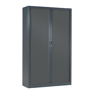Armoire à rideaux GÉNÉRIC 3 tablettes coloris noir époxy - L100xP45xH198 cm - Anthracite RAL 7016