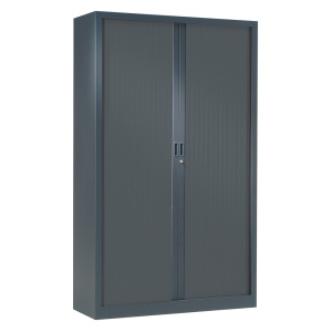Armoire ? rideaux G?N?RIC 3 tablettes coloris noir ?poxy - L100xP45xH198 cm - Anthracite RAL 7016