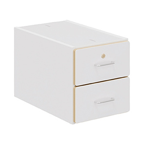 Caisson 2 tiroirs RETRO mélaminé - L32xP55xH35 cm - Blanc craie